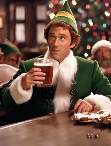 Elf drinking beer in a bar
